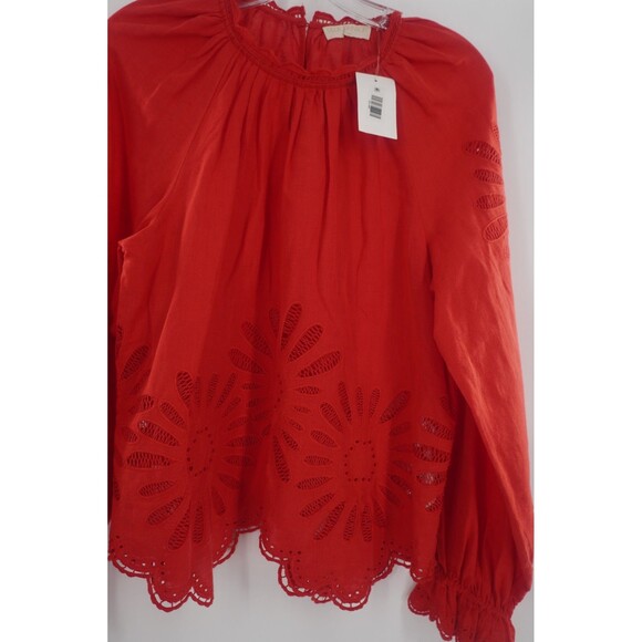 Ulla Johnson Porcelain Louisa Scalloped Eyelet Ruffled Poppy Red Blouse Sz 6 NWT - Picture 12 of 16